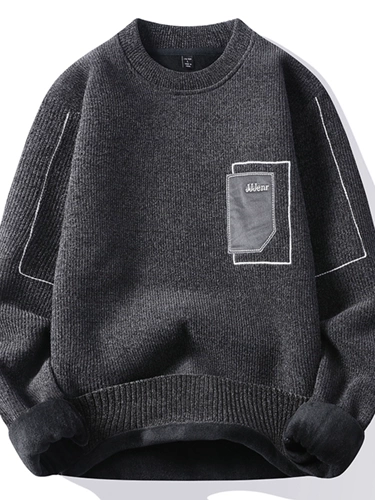 Мужской флисовый зимний трендовый трикотажный удерживающий тепло свитер, увеличенная толщина, в корейском стиле, свободный крой