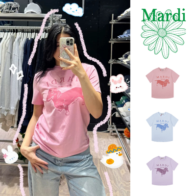 Mardi马卡龙彩色腊肠狗短袖T恤女