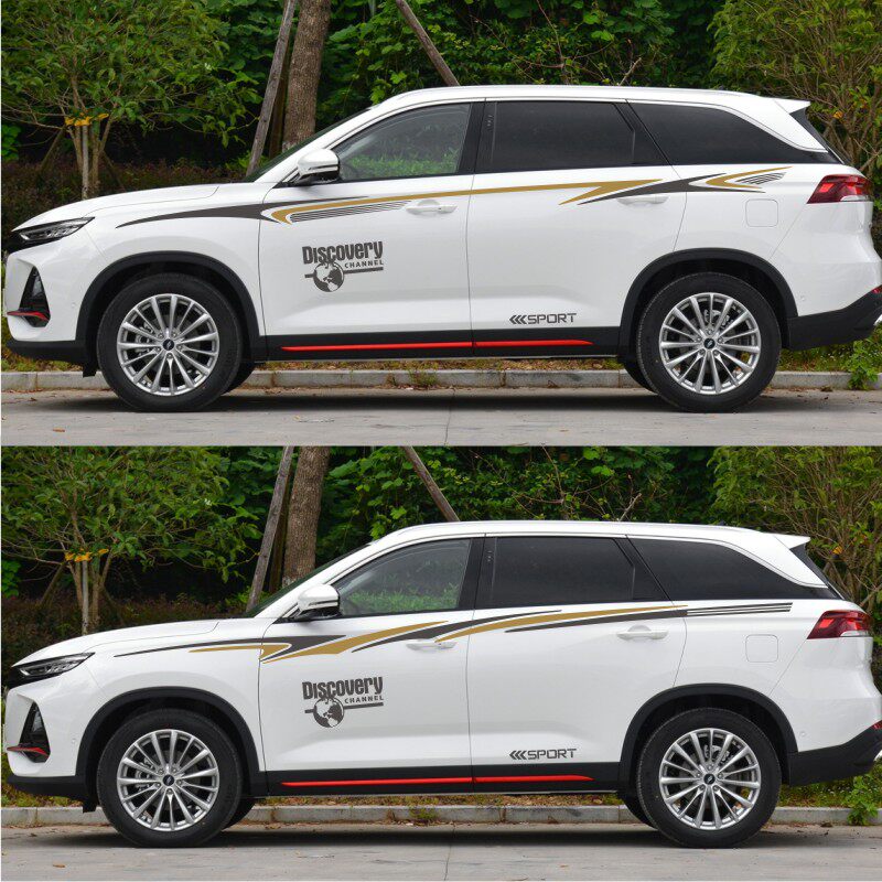 适用于长安欧尚x7plus车贴拉花个性汽车改装贴纸车身腰线彩条贴画