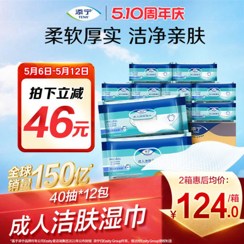 添宁随身装40抽*12包洁肤湿巾