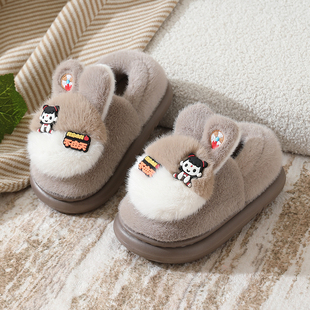 宝宝棉拖鞋包跟秋冬季男童卡通棉拖室内家居小孩保暖儿童棉鞋女宝