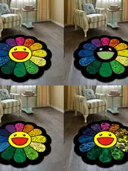 Colorful Sunflower Camouflage Graffiti Art Trendy Brand Bedroom Bedside Non-Slip Decorative Carpet Chair Cushion Drum Sofa