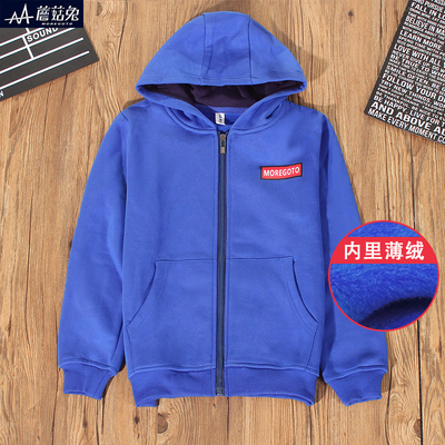 胖男童外套薄绒上衣春秋款中大儿童连帽卫衣初中学生宽松加肥加大