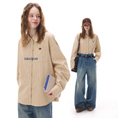 2025冬季 新款 午茶曲奇 晶咕白标DADATATA 100棉竖条纹厚感衬衫