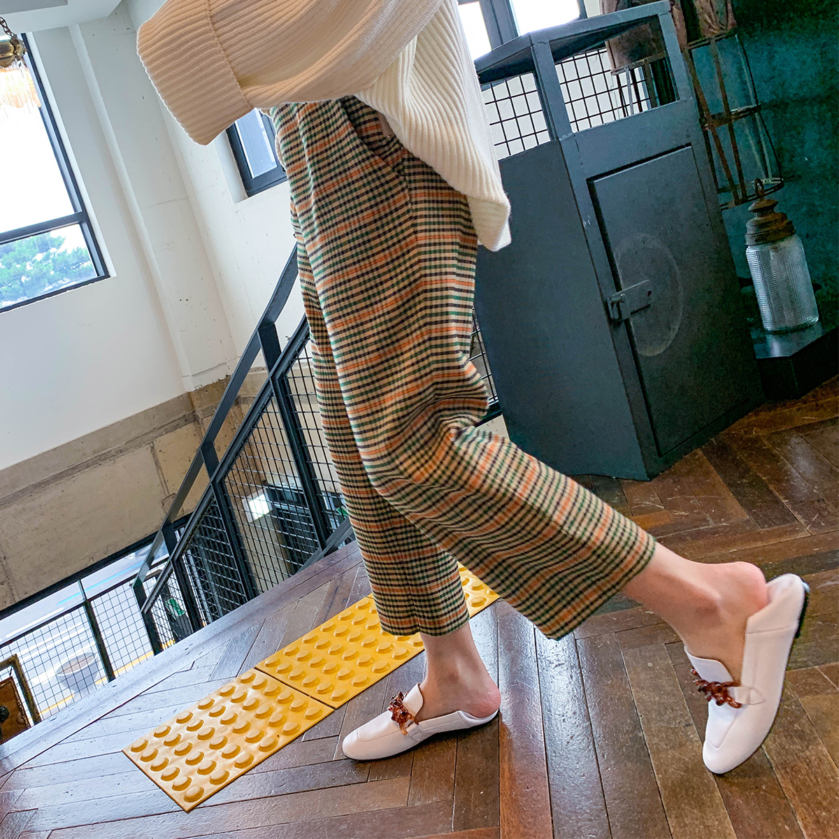 晶咕家女2019秋新款格子裤休闲裤(非品牌)