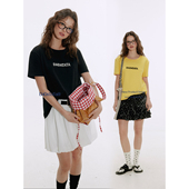 极简高级风胸前刺绣字母短袖 晶咕白标DADATATA 简奢daily T恤