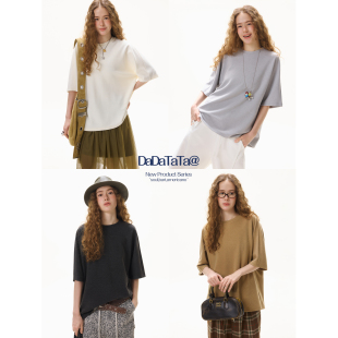 T恤 光板纯色休闲短袖 晶咕白标DADATATA2026春夏新款 灰调美学