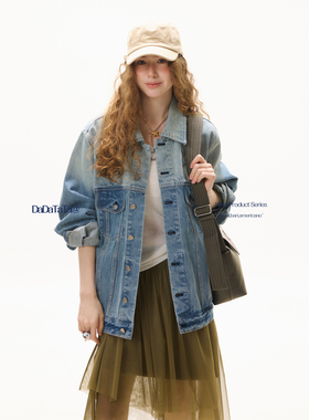 晶咕白标DADATATA 2026春季新款 【威尔士】蓝色做旧牛仔水洗外套