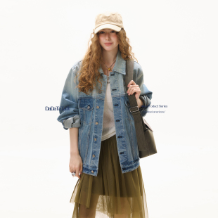 威尔士 新款 蓝色做旧牛仔水洗外套 2026春季 晶咕白标DADATATA