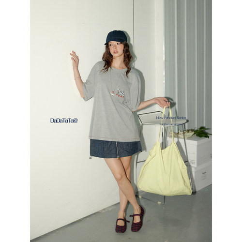 晶咕白标DADATATA【斑点狂想】2025夏季斑点狗印花大码短袖T恤女