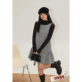 晶咕白标DADATATA小香风亮丝无袖 背心裙女时髦大码 连衣裙