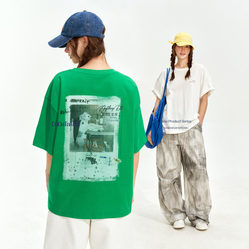 晶咕白标DADATATA 大码女装【快乐小狗】胸前小字母印花短袖T恤