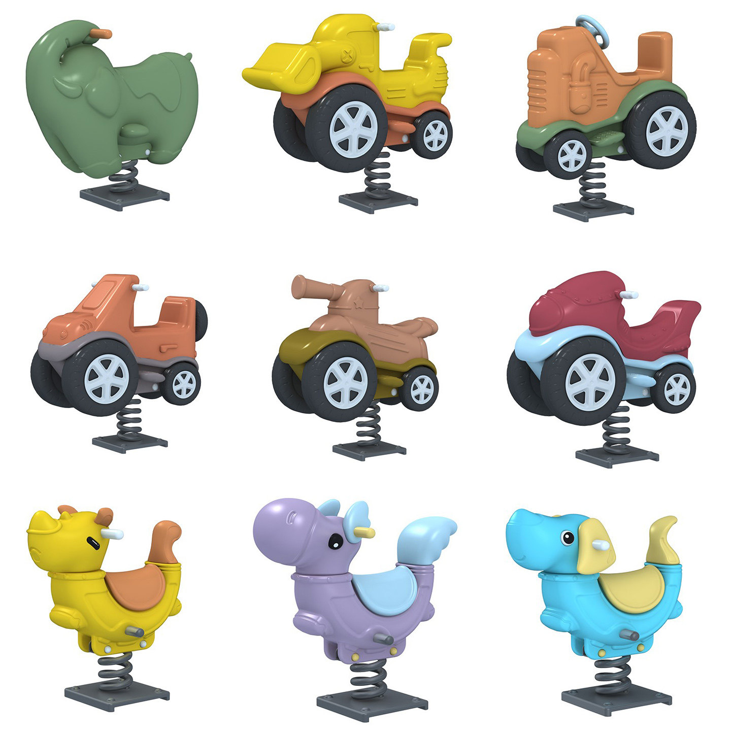 幼儿园户外公园小区游乐场儿童弹簧摇马塑料卡通摇摇乐玩具木马