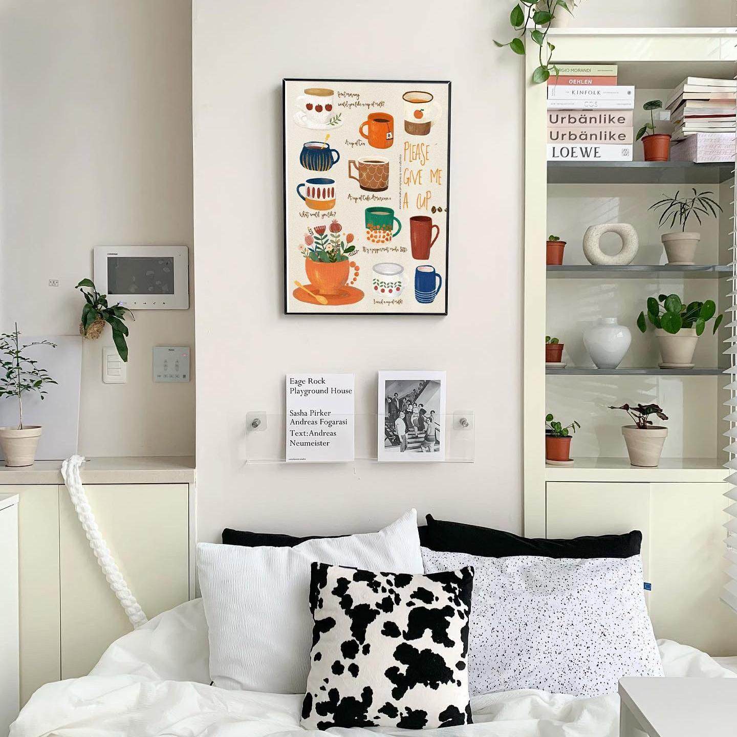 简约北欧Please现代茶杯咖啡温馨壁画 咖啡道具网红咖啡店海报