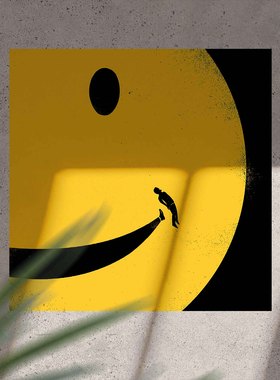 Get rid 黄色酷笑脸 可粘贴式海报 拍照道具服装咖啡店装饰画