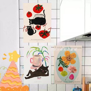 bad guy How 酷酷猫咪海报装 戴眼镜 饰画芯卧室墙壁背景