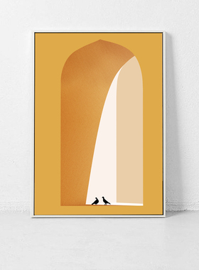 lemon 韩国复古ins风 柠檬黄色 复古风景 艺术装饰海报