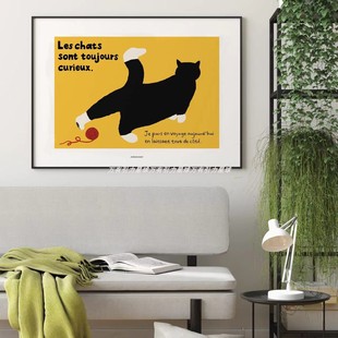 燕尾服猫 趣味卡通可爱的动物海墙贴拍照道具咖啡奶茶店活动推荐