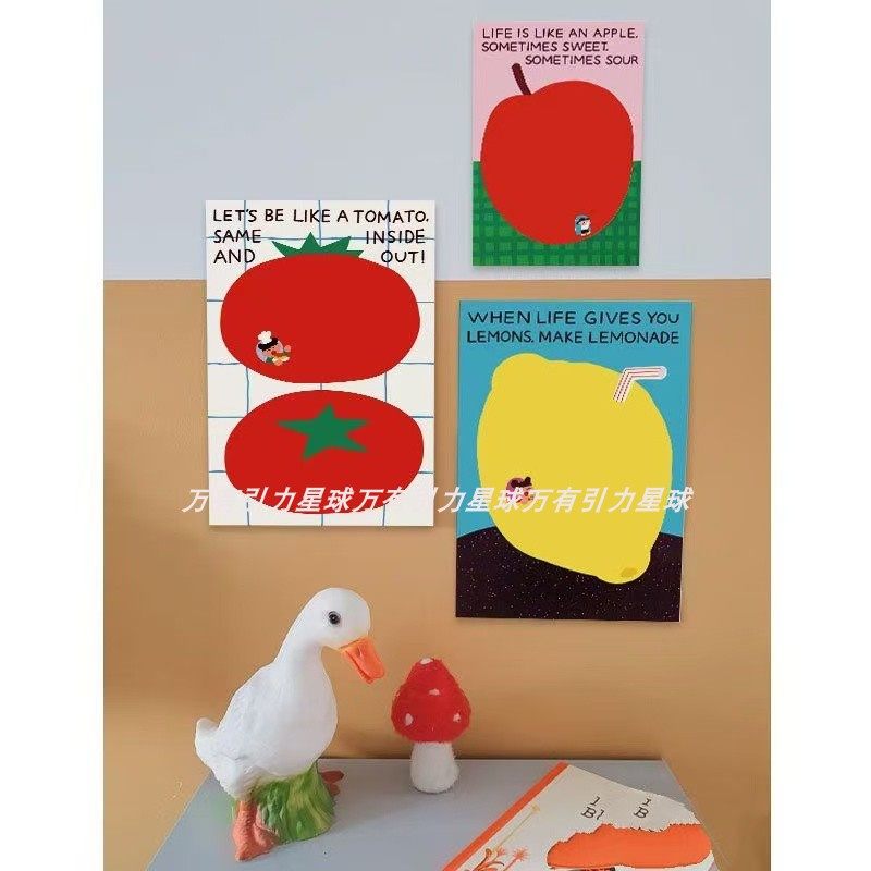 水果多多 艺术手绘韩国小众卡通装饰海报 客厅儿童房卧室墙贴海报,家居饰品,现代装饰画,淘宝优惠券,粉丝福利购,淘宝优惠卷