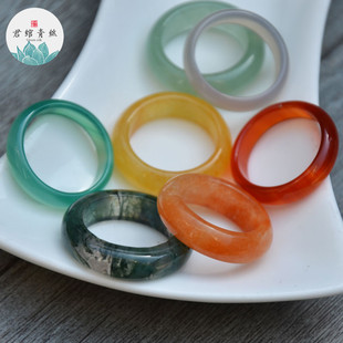 天然石雕刻玛瑙黄玉东陵直径6MM戒指指环手持跑环饰品手串DIY配件