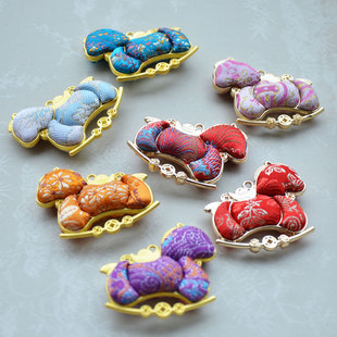 宋锦手工双面刺绣马上有浅挂件吊坠包挂车挂饰品配件钥匙扣DIY