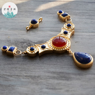 君绾青丝纯铜镀保色仿古李静训项链镶嵌套装配件 璎珞diy材料汉服