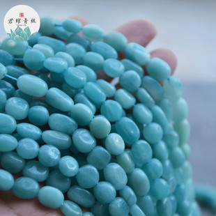 君绾青丝纯天然无优化天河石6*8MM随型散珠吊坠 手工项链耳坠diy