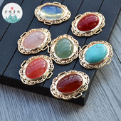 君绾青丝纯铜铸铜保色金项链主体复古镶嵌宝石镂空锁吊坠 璎珞DIY