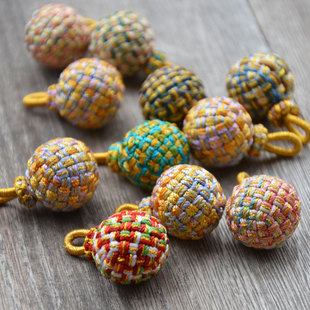 君绾青丝编制球手工编织有求必应钥匙扣包挂玲珑绣球配饰配件DIY