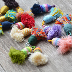 君绾棉线小流苏3.6厘米可爱藏式风吊坠胖嘟嘟包挂车挂钥匙扣配件