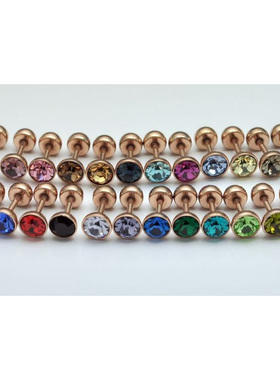 6MM玫瑰金钛钢耳钉/欧美款男士男款男式316L不锈钢耳钉耳环[2233]