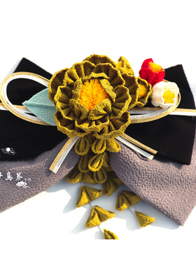 日本和服浴衣发饰/头饰/ 大蝴蝶结   山茶 黑灰色系 牡丹 kc头饰