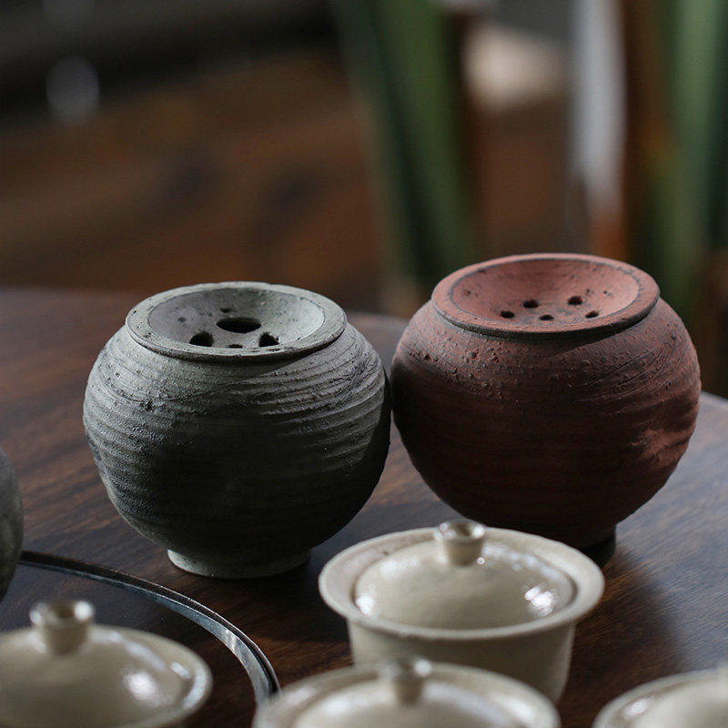 万家造物创意手工粉引建水茶洗陶瓷茶盂带盖茶渣缸茶洗缸笔洗水洗