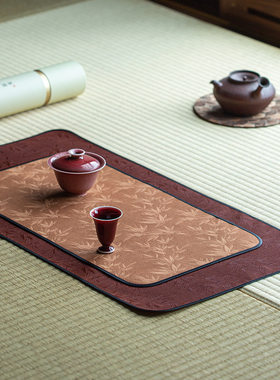 包边全真丝茶席复古中式手工双面干泡席茶垫桌旗喝茶3款知舍原创