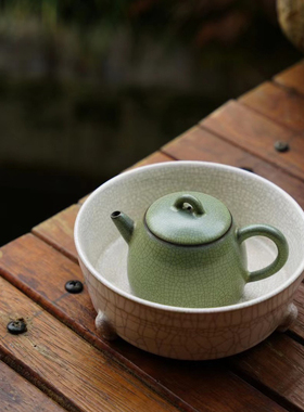 景德镇FST老岩泥腰线苹果壶苏打釉复古陶壶纯手工煮茶壶泡茶壶