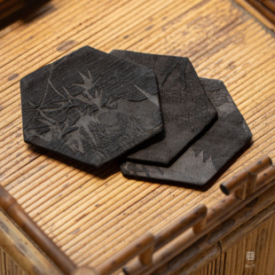 知舍·香云纱墨竹杯垫 新中式复古 宫廷风 隔热 手工双层原创杯垫