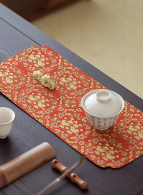 不羡仙鸳鸯系列茶席茶台垫席杯垫织锦工艺 正反两面纹样 知舍原创