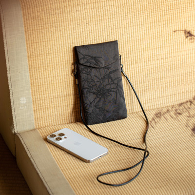 知舍·香云纱墨竹手机包 中式国风单肩布艺随身便携小包包