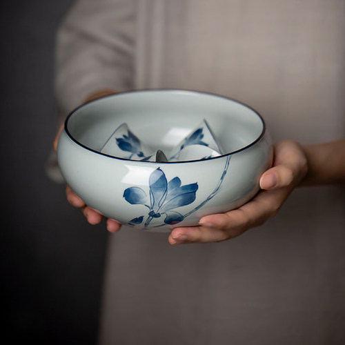 仿古陶泥茶洗新中式禅意大号陶瓷建水茶渣缸功夫茶具杯洗配件零配