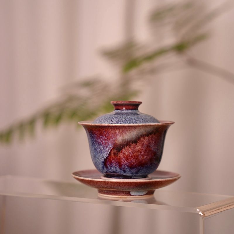 三藏陶景德镇全手工三才盖碗原矿釉小众泡茶碗陶瓷碗茶空间茶器
