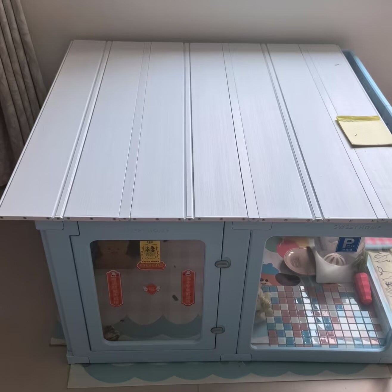 狗围栏盖顶盖折叠挡板
