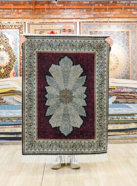 天匠土耳其进口真丝地毯波斯风红色系地毯别墅大平层地毯91x122cm