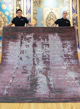 天匠别墅地毯现代轻奢抽象风格羊毛地毯手工打结243x301cm