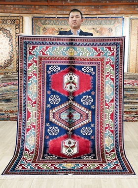 天匠美式复古客厅地毯手工真丝地毯别墅地毯122x183cm