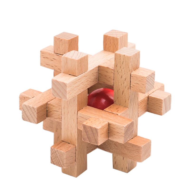 笼中取球儿童益智玩具孔明锁鲁班锁烧脑榉木解锁高难度成人小学生