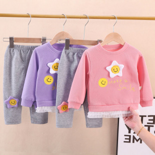 女寶早秋衛(wèi)衣套裝 兩件套一三歲半女寶寶洋氣衣服 秋裝 女童2023新款