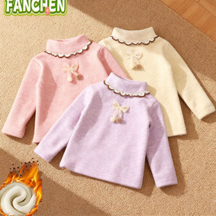 女童打底衫加绒保暖内衣儿童女宝宝高领秋衣单件上衣长袖洋气外穿