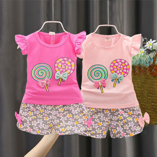 女童套装 女宝宝分体衣服女宝小公主超好看洋气短袖 短裤 两件套 夏装