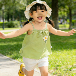 女童夏装 女宝洋气可爱吊带短裤 两件套夏季 一整套衣服夏日穿搭 套装