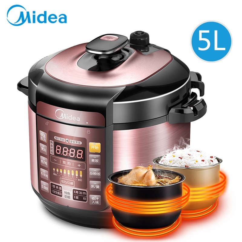 美的电压力锅MY-YL50Simple101双内胆5L智能家用5升电高压锅饭煲